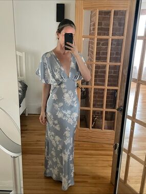 if by sea sleeveless floral jacquard maxi dress A-Line/Princess Mock Neck Jacquard Evening Dresses Floral Sleeveless Floor-Length Party Dresses, Blue